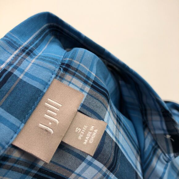 J.Jill Petite Small PS Rayon Button Long Sleeve Multicolor Check Plaid Shirt - Picture 3 of 9
